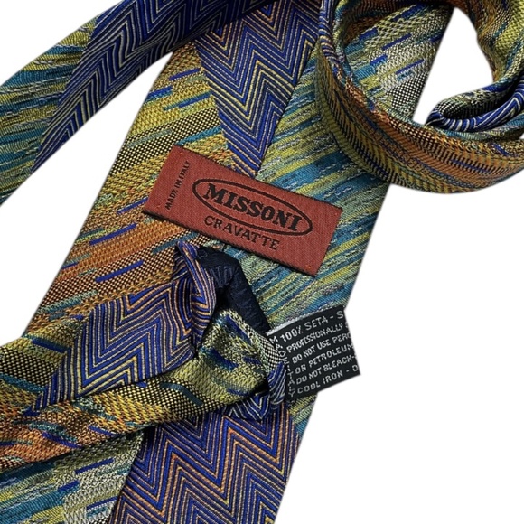MISSONI Multicolor Geometric Silk LUXURY Tie ITALY - Picture 3 of 4